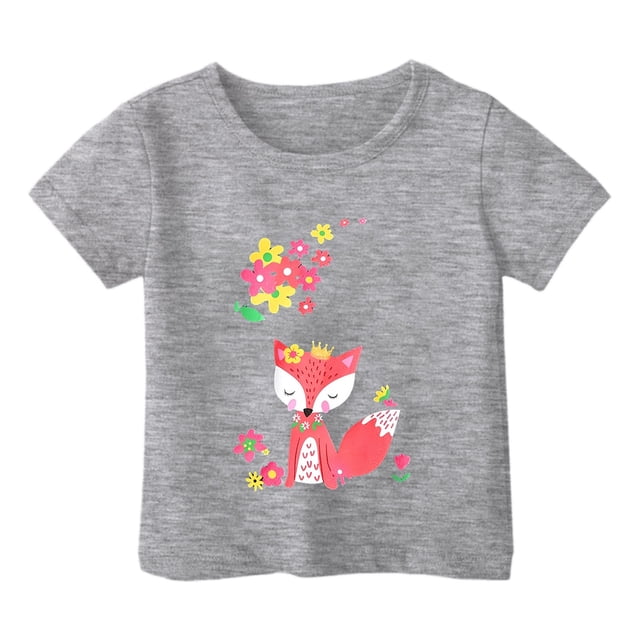 TZEWGL Hauts pour Enfants Imprimé Graphique Col Rond Manches Courtes Ample pour Filles Garçons Taille 4-5T