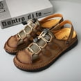 thumbnail image 6 of Hicooer GOOHIK Mens Closed Toe Sandals, Sport Sandals Casual Leather Handmade Sandals Adjustable Fisherman Beach Sandals For Outdoor Walking Driving Khaki, 6 of 8
