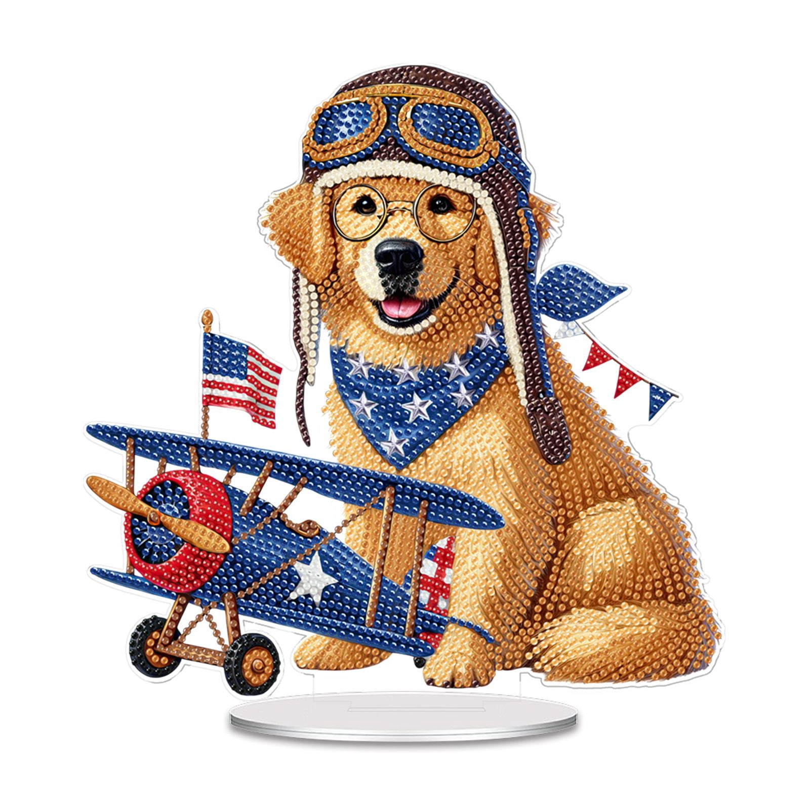 FLOPESN 2PCS DIY Diamond Art Painting American Independence Day Creative，9.84*9.84in Animal Design,Add Festive Atmosphere Home Desktop Decorations