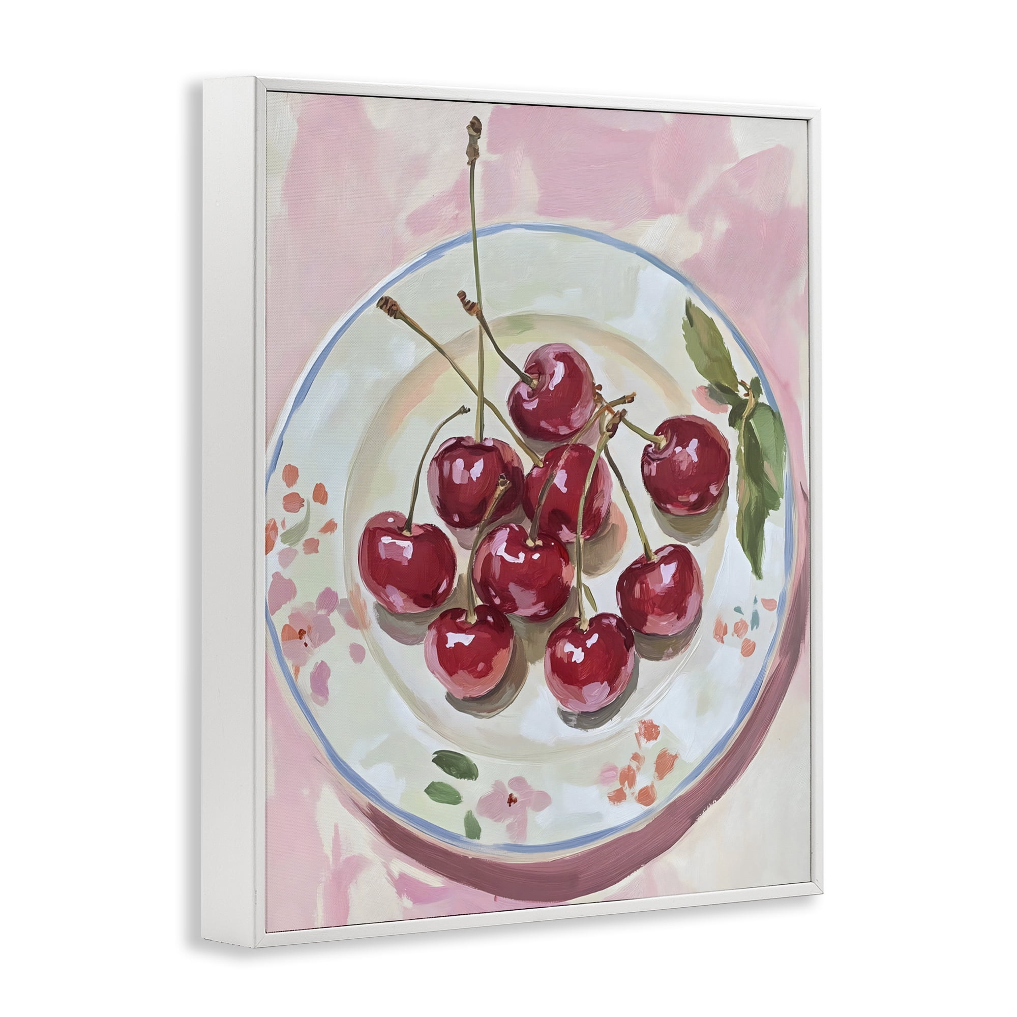 Stupell Industries Plate of Summer Cherries White Framed Giclee Art, design by The Prints Vibe