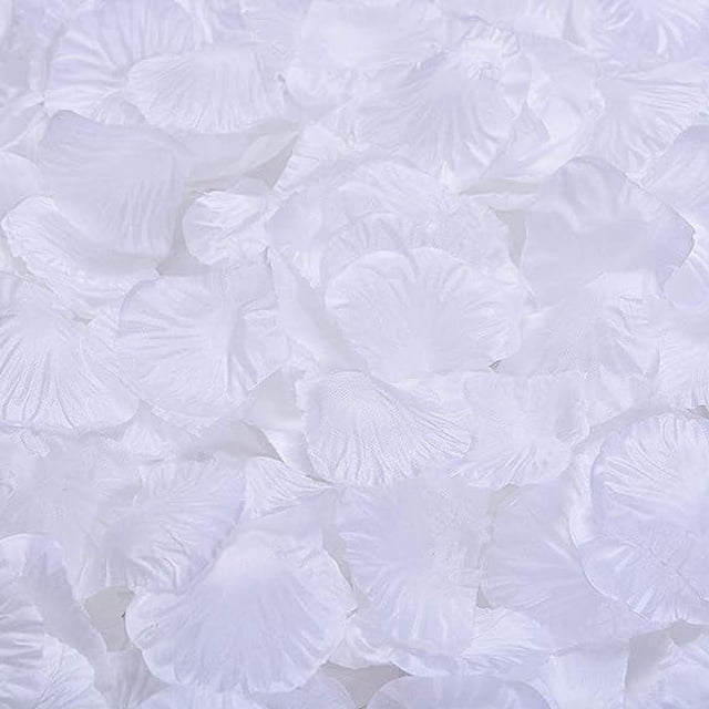 Nvzi 1000 piezas de pétalos de rosa, pétalos de flores artificiales para decoración de bodas y fiestas, color blanco