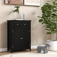 thumbnail image 2 of Topbuy Freestanding Bathroom Storage Cabinet Floor Cabinet with Drawer Doors and Adjustable Shelf for Storage Black, 2 of 10