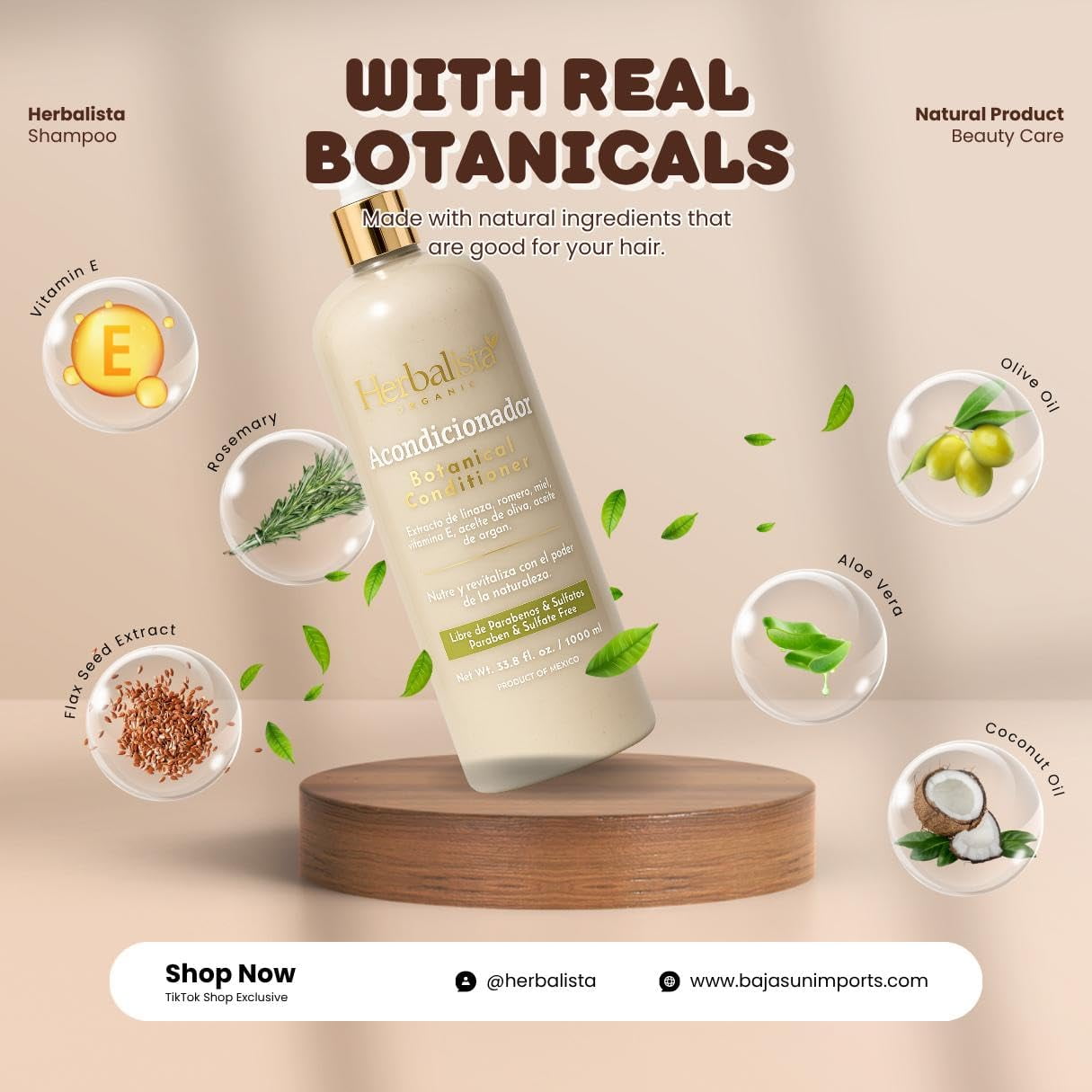 Herbalista Viral 3 Pack Herbal Hair Care Bundle – Shampoo & Conditioner 1000ml (33.8 fl oz) Each + Tonico Capilar 250ml – With Real Botanicals – 3 Piezas Shampoo & Acondicionador + Tonico Capilar.