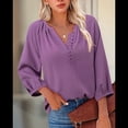 thumbnail image 4 of Blusas Elegantes de Estilo Bohemio con Cuello en V, Mangas 3/4 y Botones para Mujer, Color , Talla S, 4 of 8