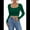Dark Green, variant on Long Sleeve Crop Tops for Women Ribbed Square Neck Slim Fitted Casual Lady Fashion Top Dark Green XS