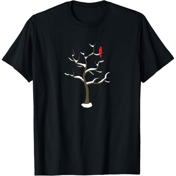 Winter Holiday Cardinal Shirt for Men Women Kids Snowy Tree T-Shirt men and women can wear, black, white, gifts