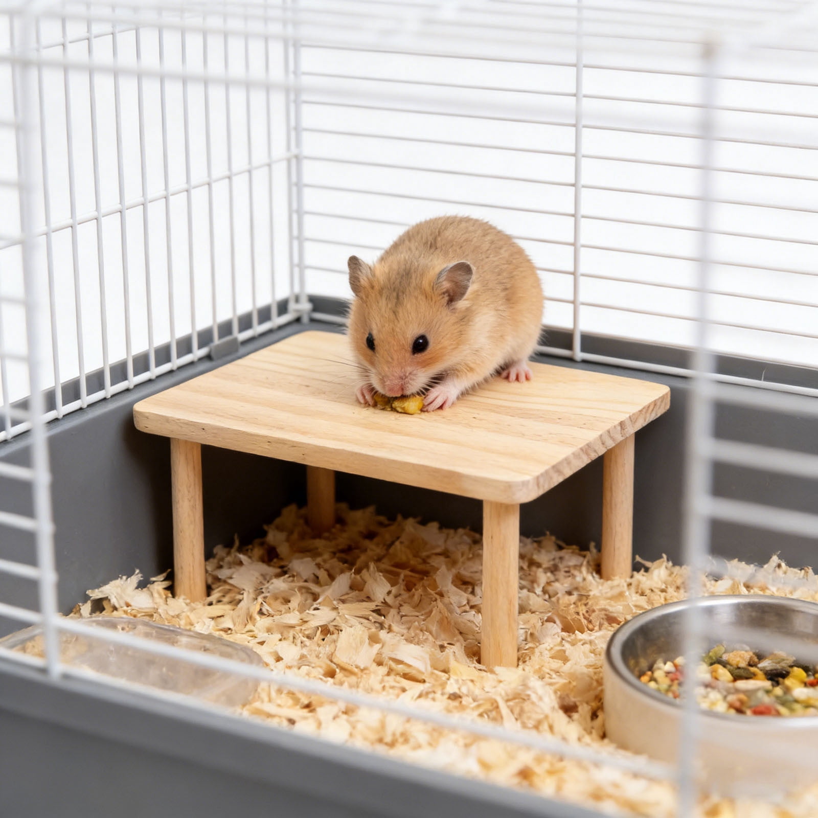 Hamster Playground Wooden Cage Set with Ladder Tunnel Shelter for Gerbils Mice Small Animals Squirrels Indoor Interactive Toy 4PCS