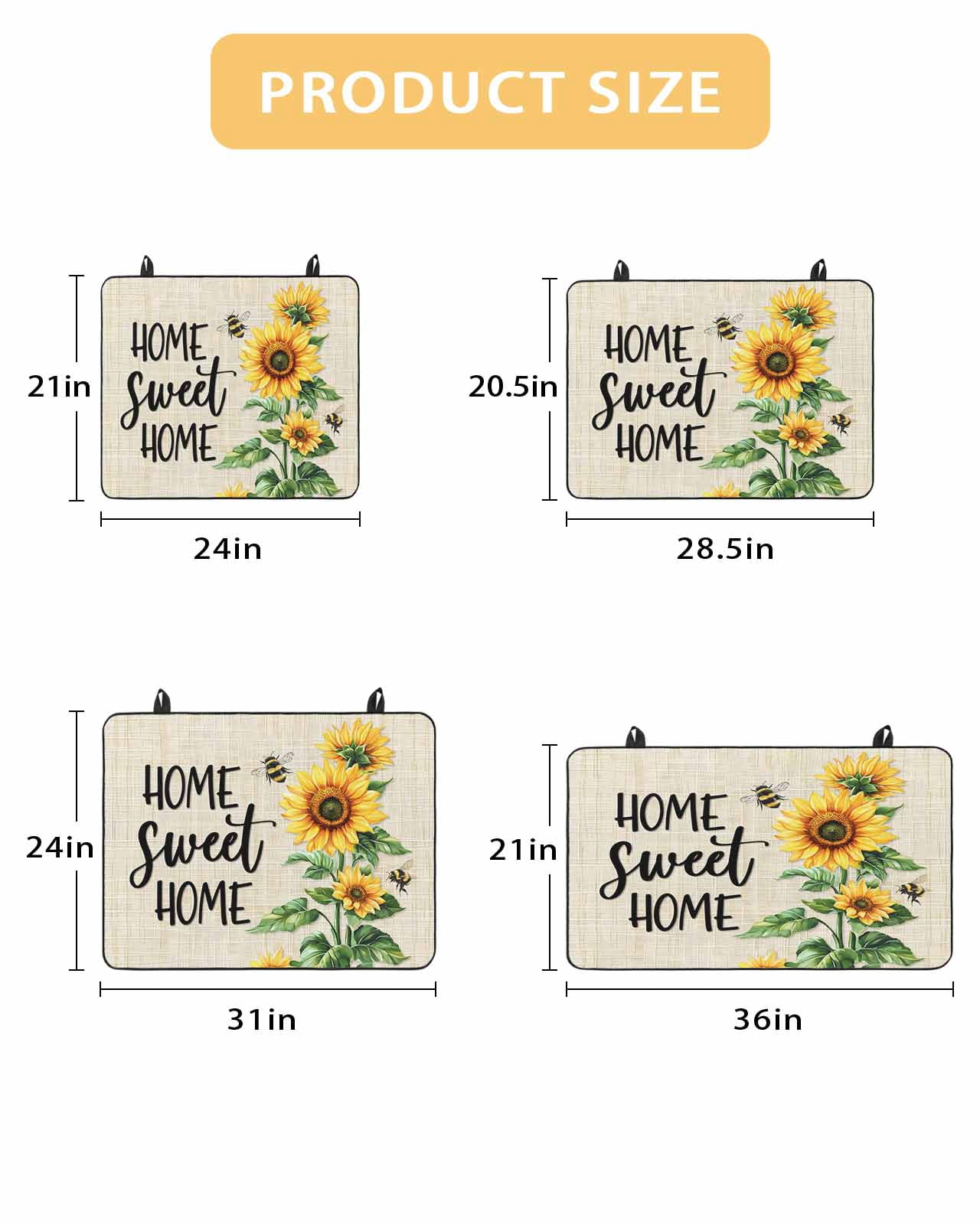 nqOlkjepod Large Induction Cooktop Protector Mat 24"x21", Spring Sunflowers Stove Top Covers for Electric Stove, Bee Beige Farm Country Rustic Stove Burner Cover Mats, Glass Top Stove Cover