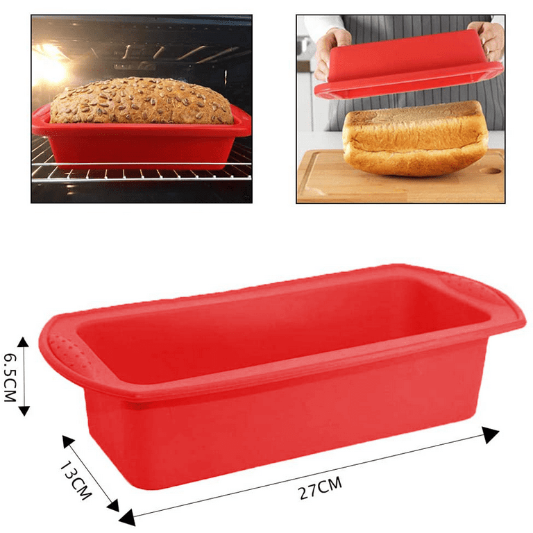 1pcs Silicone Bread and Loaf Pans - Nonstick Silicone Baking Mold for  Homemade Loaf, Bread and Meatloaf - 9.8x4.7x3 inch(Red)