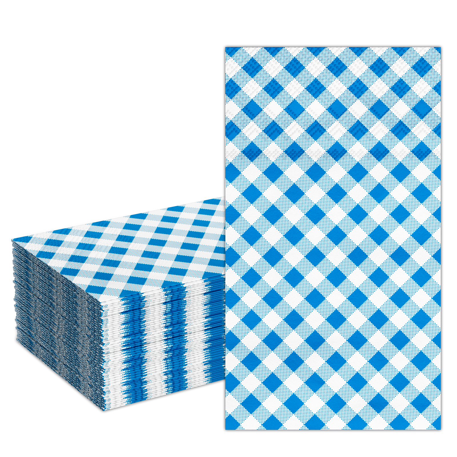 DYLIVeS 50 Count Gingham Dinner Napkins 3 Ply Disposable Paper Hand Napkins Blue Buffalo plaid Napkins Disposable Towels Blue and White Checkered Guest Napkins - image 1 of 7