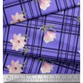 thumbnail image 3 of Soimoi Purple Cotton Duck Fabric Check & Magnolia Floral Print Fabric by the Yard 42 Inch Wide, 3 of 3