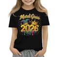 thumbnail image 4 of Abcomgle Mardi Gras T-Shirts for Girls Carnival 2026 Mardi Gras Tshirts for Kids Crewneck Short Sleeve T-Shirts for Kid Girls Spring Funny Parade Blouses for Girls, 4 of 4