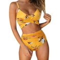 thumbnail image 1 of Maillots de Bain 2 Pcs pour Femmes Taille Haute Croisée Imprimé Floral, 1 of 8