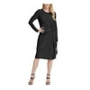 DKNY $99 Womens New Black Crew Neck Long Sleeve Knee Length Sheath Dress S B+B