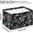 thumbnail image 4 of Black and White Flowers Cherry Storage Basket, Durable Canvas Organizer With Handles Large Collapsible Storage Bins Boxes for Home Office - 2 Pack Home Decor, 4 of 7