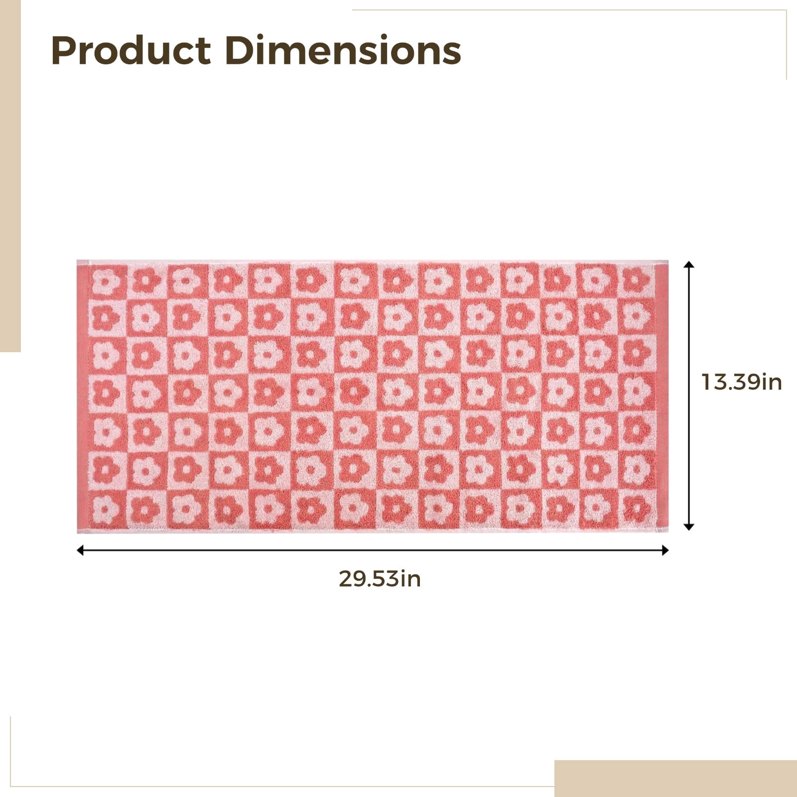 Floral Hand Towels for Bathroom, Vintage Checkered Pink Set, 4 Pieces, Absorbent Cotton, Elegant Design, Ideal for Quick Drying, Includes Vacuum Storage Bag
