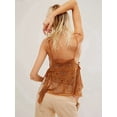 thumbnail image 6 of Women Sequin Top Rhinestone Sparkle Sleeveless V Neck Camisole Open Back Summer Party Clubwear Orange S, 6 of 8