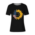 thumbnail image 4 of Fartey American Flag Shrot Sleeve Shirt for Women Cute Sunflower Graphic Tees 4th of July Summer Crew Neck Patriotic Tops Memorial Day T-Shirts Black M, 4 of 4