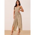 thumbnail image 2 of DARING DIVA Women's Summer Spaghetti Straps Sleeveless V Neck Jumpsuit M Brown, 2 of 6