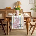 thumbnail image 3 of Pink Bunny Table Runner 72 Inches Long for Kitchen Dining, Polka Dot Colorful Stripes Farmhouse Dresser Scarf Farmhouse, Dining Table Decorations for Wedding/Parties, 18 x 72 In, 3 of 8
