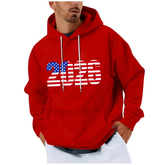 Hooded Sweatshirt Men, Casual Fashion Print Pullover Drawstring Long Sleeve, Men's Hooded Sweatshirt