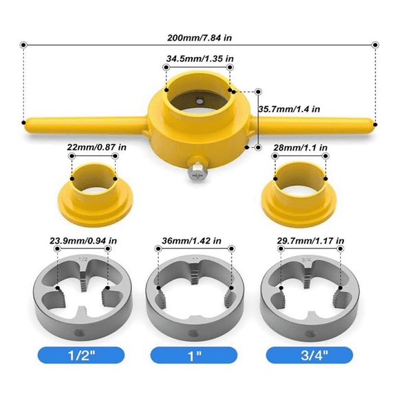 1PCS Plastic Pipe Thread Die Kit, of Water Pipe Die Plastic Pipe Die Tap Wrench Set, PVC Pipe Threader Plumbing Tool