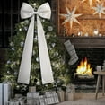 thumbnail image 5 of 47" Extra Large White Christmas Bow Decoration, Giant Velvet Ribbon Bow with Long Streamers for Indoor Wall, Window Display, Party, Wedding, Celebration, Front Door & Holiday Tree Topper Décor, 5 of 5