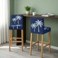 thumbnail image 2 of Navy Blue Bar Stool Covers - Stretch Dining Chair Covers Set of 6, Summer Beach Botanical Coconut Palm Tree Bar Chair Cover Removable Counter Stool Pub Chairs Slipcovers Protectors for Kitchen/Cafe, 2 of 9