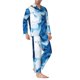 thumbnail image 2 of Fotbe Blue White Fluid Art Pijama de Hombre con Estampado de Manga Larga, Conjunto de 2 Piezas, Ropa de Dormir Suave y Cómoda con Bolsillos-Small, 2 of 7