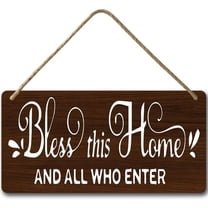 6x12 IN Vintage Bless This Home and All Who Enter Wall Sign,Rustic Farmhouse Home Signs Decor,Blessed Sign,Religious Housewarming Gifts