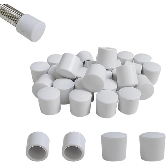 20 Pack Door Stop Caps, 0.39 Inch Door Stopper , White Rubber End Cap