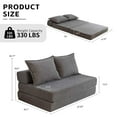 thumbnail image 3 of Aukfa Twin Folding Sofa Bed Sleeper Chair with Pillows, Corduroy Convertible Floor Couch Mattress for Living Room, Dorm, Guest Room, Gray, 3 of 8