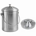 thumbnail image 3 of Odorless Stainless Steel Compost Bucket for Kitchen - Kitchen Compost Bin - Includes Replacement Carbon Filters (Shiny Stainless Steel, 5 Liter),, 3 of 4