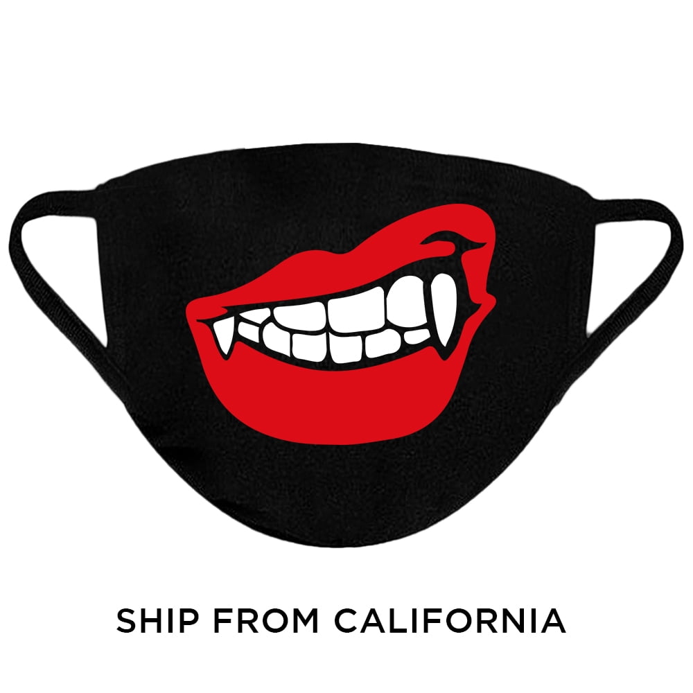 Reusable Washable Mask Fabric Face Mask Mouth Mask 3 Layered 100% Cotton Face Mask Breathable Face Mask Face Cover Protection Mask with Vampire Design