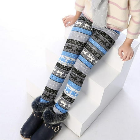

Girls Warm Winter Fleece Lined Leggings Toddler Pants for Girls Printed Tights for Girls Christmas Tights for Girls 2-12Y
