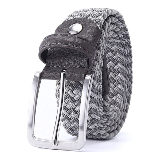 Minnieouse Cinturón trenzado Mujeres Hombres Pantalones Cintura Ropa decorativa Cintura Banda Casual Holeless Pin Hebilla Correa de nylon Transpirable Cinturones gris y gris oscuro Minnieouse AP012253-06