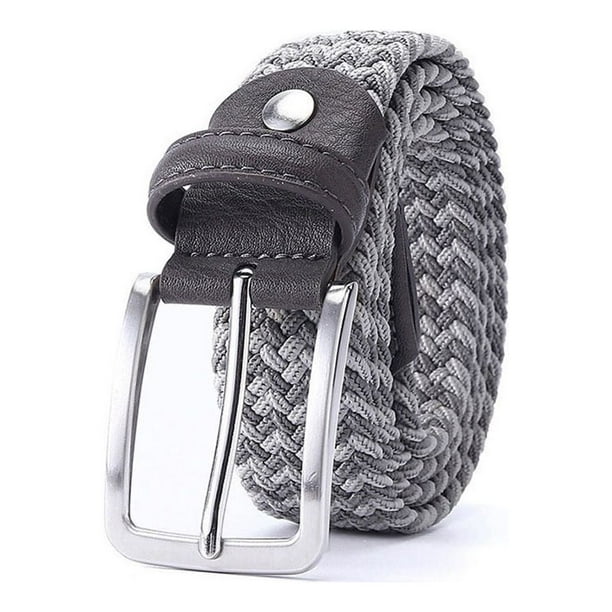 Minnieouse Cinturón trenzado Mujeres Hombres Pantalones Cintura Ropa decorativa Cintura Banda Casual Holeless Pin Hebilla Correa de nylon Transpirable Cinturones gris y gris oscuro Minnieouse AP012253-06