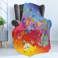 thumbnail image 4 of Spanish Soft Flannel Fleece Throw Blanket, Feliz Cumpleanos Happy Birthday Party with Elephants Flowers Kids Baby Nursery, Cozy Plush for Indoor and Outdoor Use, 50" x 60", Multicolor, by Ambesonne, 4 of 5