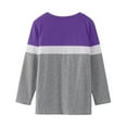 thumbnail image 2 of kpoplk Girls Shirts Cotton Casual Basic Long Sleeve Crewneck Color Block Tunic Tee Tops Blouse Purple,6-7 Y, 2 of 5