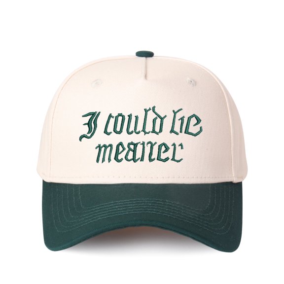 Gothic font I COULD BE A MEANER Letter Embroidered Color Block Trucker Hat Unisex Adjustable Cotton Breathable Fashion Cap for Travel Daily Wear