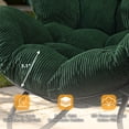 thumbnail image 4 of HOMEMIYN Oversized Papasan Rocking Chair, Comfy Thick Cushioned Lounge Rocker, Rust Resistant Metal Frame, 350 LBS Capacity for Patio, Living Room, Bedroom, Balcony, Dark Green, 4 of 11