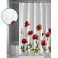thumbnail image 3 of Shower Curtain, Nature Flowers Garden Red Blossoms Floral Waterproof Shower Curtain Set with Hooks for Bathroom Showers,Stalls and Bathtubs,72x84In Green Plant, 3 of 7