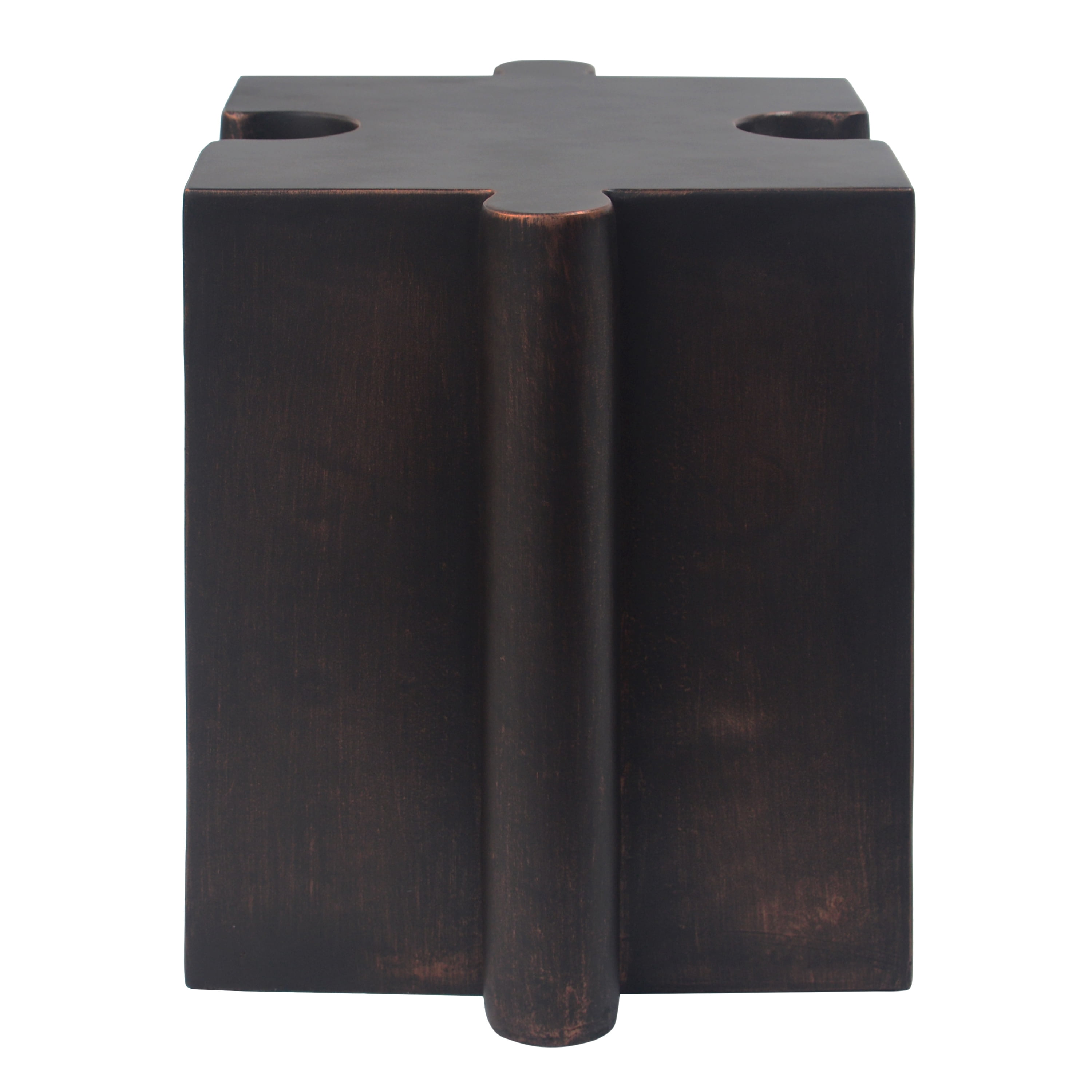 Puzzle Art Side Table, Outdoor Modular Concave Edge Table for Patio Garden Indoor Outdoor, Antique Copper