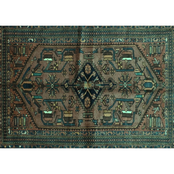 Ahgly Company Machine Washable Indoor Rectangle Persian Turquoise Blue Traditional Area Rugs, 5' x 7'