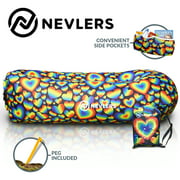 Nevlers Air Filled Inflatable Lounger - Multi Color Rainbow Hearts - Portable & Waterproof - 210T Polyester