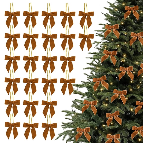 24pcs Small Velvet Christmas Bows，Bows Velvet Ornaments For Christmas Tree Wreath Gift Wrap Crafts Wedding Party Bows for Gift Wrapping Door Vintage Garland Wreath, Rustic Holiday Decor