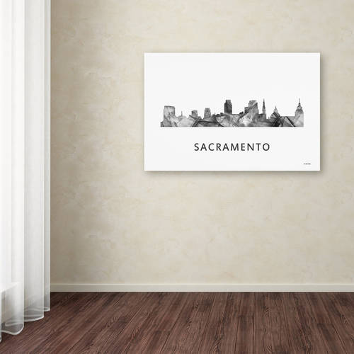 Sacramento California Skyline WB-BW' Canvas Art by Marlene Watson