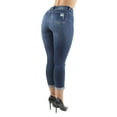 thumbnail image 4 of Fashion2Love Women's Juniors Butt Lift Push Up Mid Waist Ripped Cropped Skinny Jeans, 4 of 10