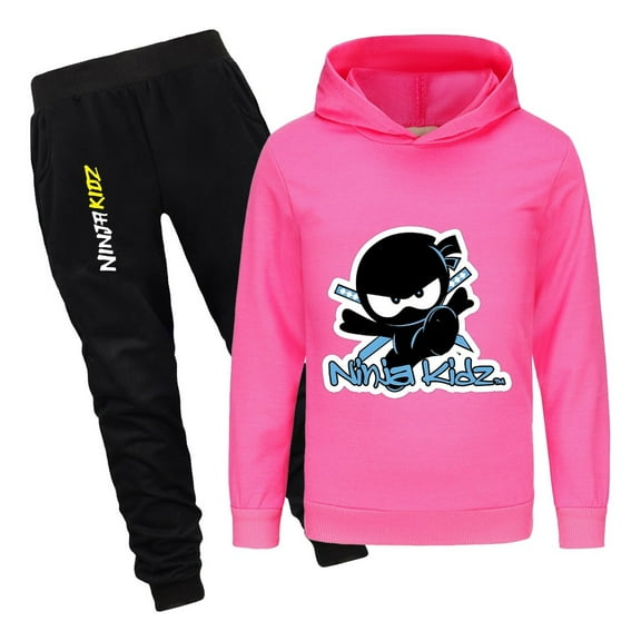 Ninja Kidz Hoodie and Jogger Pants Set – 2-Piece Outfit for Kids – Boys Girls Cartoon Character Clothes for Home and School