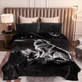 thumbnail image 2 of MERRY HOME Full/Queen Size Fleece Blanket For Bed, A & B Patterns Soft Warm Animal Blanket, Microfiber Plush Middle Weight Bed Blanket For All Season, Moon Wolf /Wolf, 5LB, 75"x87", 2 of 8